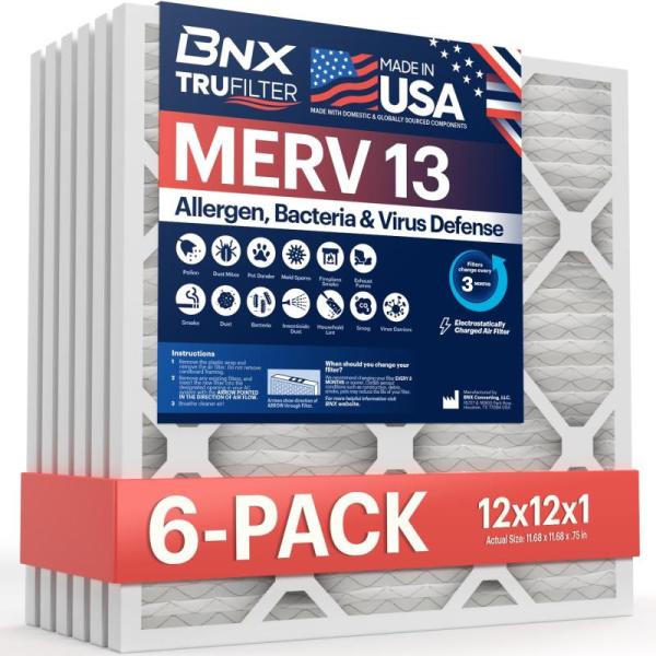 BNX TruFilter 20x25x5 (19.88 x 24.75 x 4.38 Honeywell Compatible) MERV 13 Air Filter 2pk - - MSRP $73