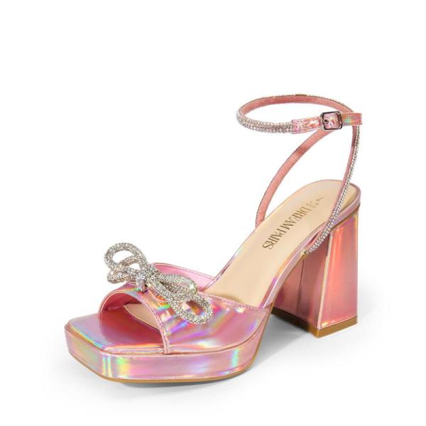DREAM PAIRS Double Bowknots Platform Chunky Heels - MSRP $37
