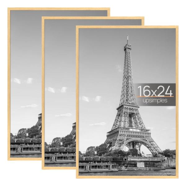 upsimples 16x24 Picture Frames, Natural Scratch-Proof 2pk - MSRP $31