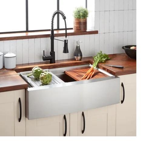 Signature Hardware SHWORK1BZA Workspace 32" Farmhouse Single Basin Stainless Steel Kitchen Sink - MSRP $823