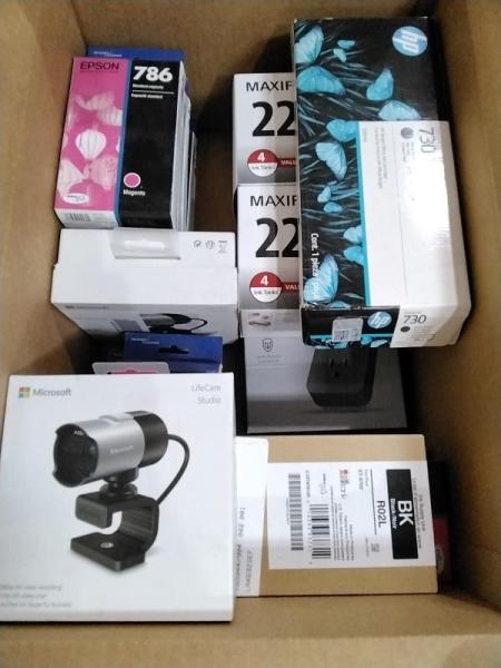 Electronics - HP Printer Ink, Canon Ink, PL2 LifeCam Studio Accessories, APC Surge Protectors - MSRP $909