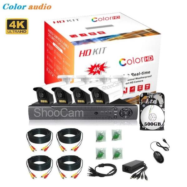 New 2set -4K-1080p Outdoor CCTV 4CH Security Camera With 500GB HDD IR