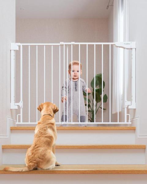 Cumbor 29.2-43" No Bottom Bar Baby Gate for Stairs 2-in-1 - MSRP $66