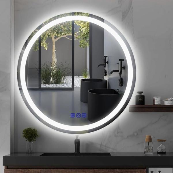 Yeeopp 24" LED Round Bathroom Mirror Front Backlit - MSRP $79