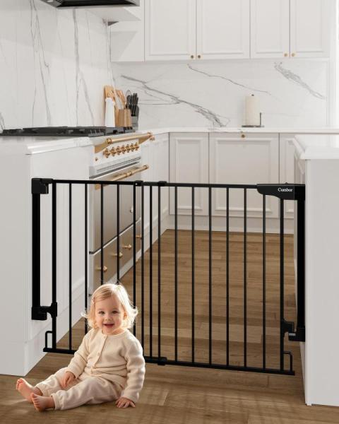 Cumbor 29.2-43" No Bottom Bar Baby Gate for Stairs 2-in-1 - MSRP $69