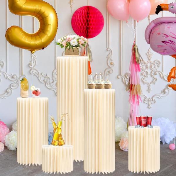 GENMOUS 5PCS Large Cylinder Stands, Party Cardboard - MSRP $68