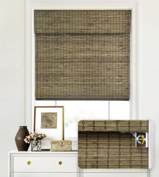 LazBlinds Cordless Bamboo Roman Shades, No Tools No Drill - MSRP $84
