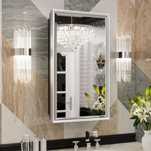 Keonjinn 14" x 24" Silver Bathroom Medicine Cabinets with - MSRP $139