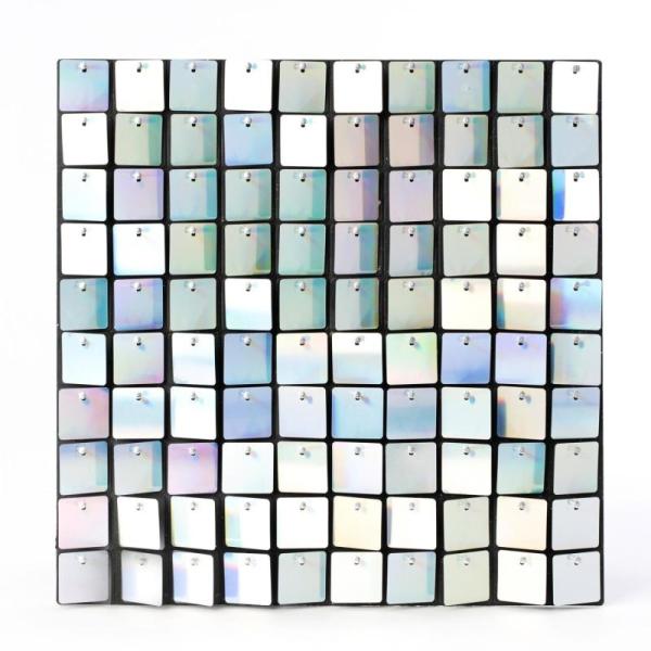 Shimmer Wall Backdrop Silver Iridescent Square Sequin Wall - MSRP $65
