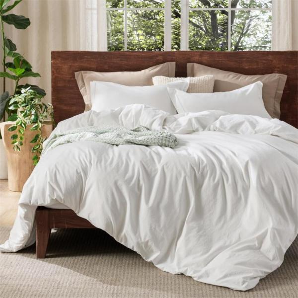 Bedsure 100 Washed Cotton Duvet Cover, Queen Natural - MSRP $59