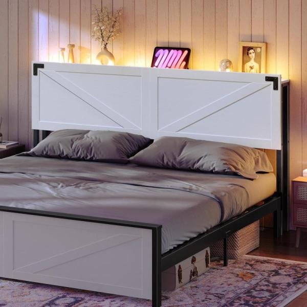 MAHANCRIS King Size Headboard Only Headboard, 2 Outlets - MSRP $113