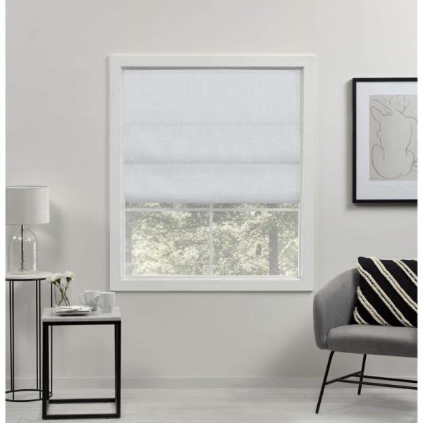 Exclusive Home Acadia 100% Blackout Polyester Roman Shade 34"x64" White 1 Piece - MSRP $72