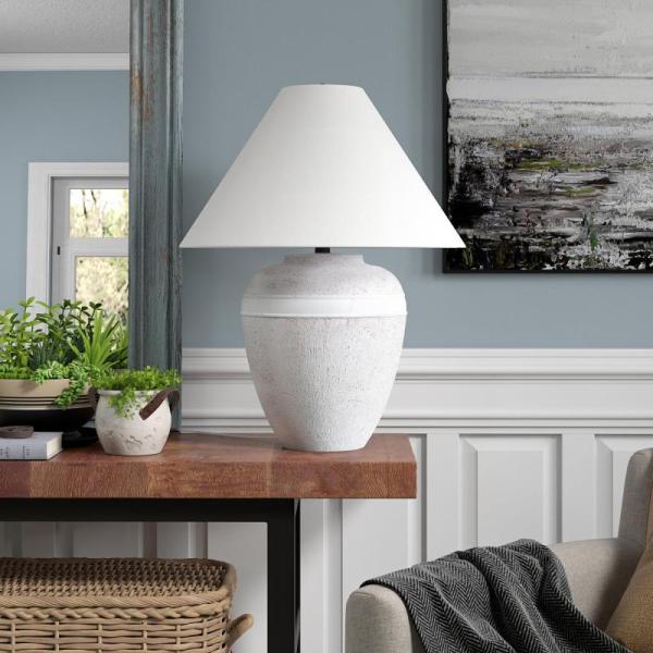 HennHart 23" Tall Ceramic Table Lamp, Fabric Shade - MSRP $99
