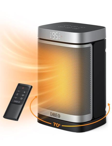 Home Improvement - Dreo Space Heater, Montero Damask Blackout Shading Thermal Drapery - MSRP $3,586