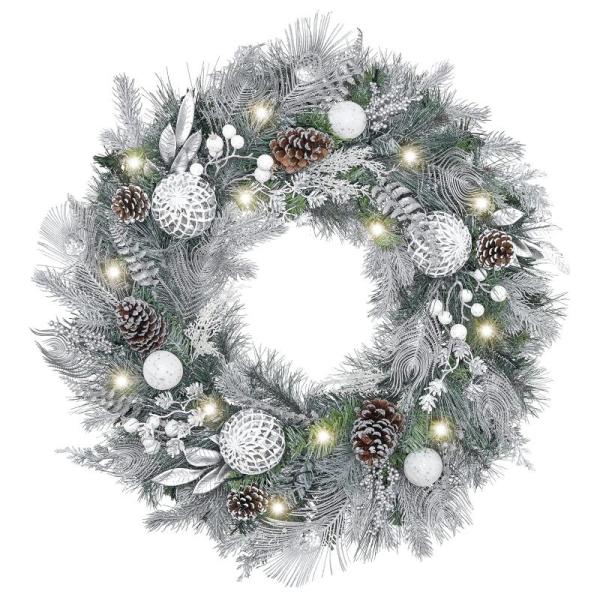 Home - Valery Madelyn Christmas Wreath, Nachic Canvas Wall Art, Allbright Roller Shades - MSRP $5,341