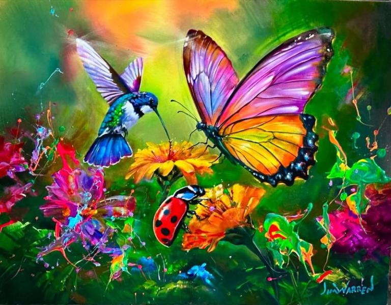 Large 16x20 - 10 Jim Warren Hand Signed Canvas Gicles