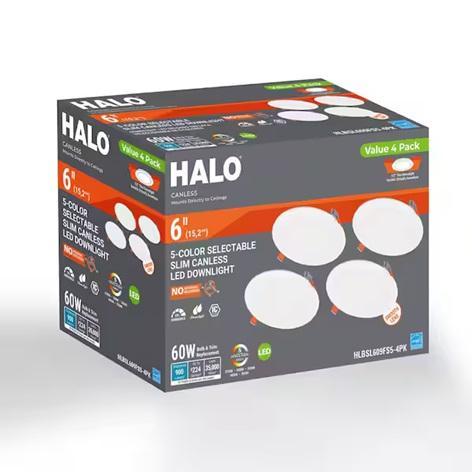 Halo HLBSL 6 in. Can Less Integrated LED Downlights, 900 Lumens, White, 60W - MSRP $3,647