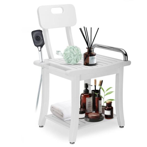 Teak Shower Bench/Seat Chairs, w/Shelf 18.7" - MSRP $1,944
