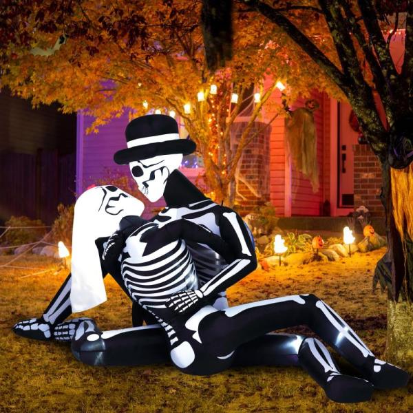 Home - Giant Inflatable Halloween Skeleton Lawn Decor, Furry Sherpa Throw Blankets, Vanity Mirrors - MSRP $13,936