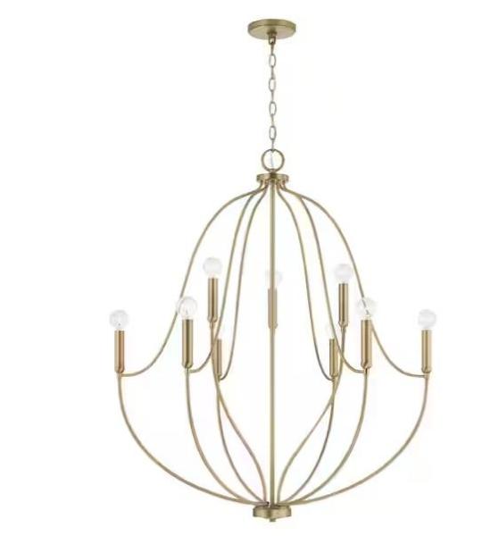 Lighting- HomePlace Lighting Madison 32.5inWx38inH Chandelier, HUOKU Carla Light, Rennnsan, Metalux - Est Retail $1,616