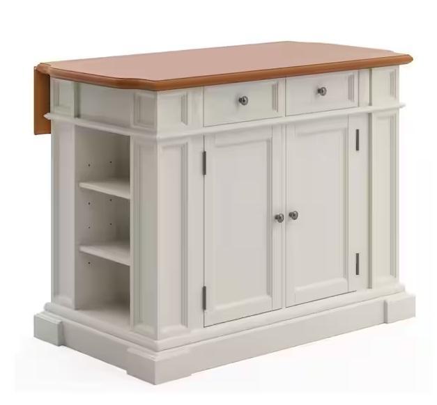 HOMESTYLES Americana White Kitchen Islands, Drop Leaf - Est Retail $1,948