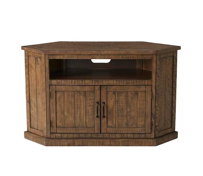 Home Decor - Martin Svensson Home Rustic Natural Wood 50in Corner TV Stand, Dovelina, NATURAE DECOR - Est Retail $1,722