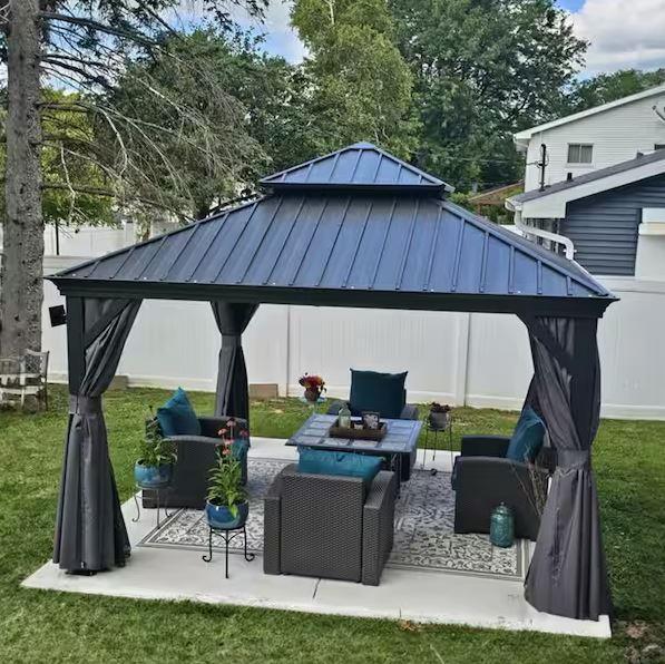 Doors & Windows - Purple Leaf Steel Double Roof Hardtop Gazebo, Metal Frame Lean to Gazebo - Est Retail $13,034- 5plts