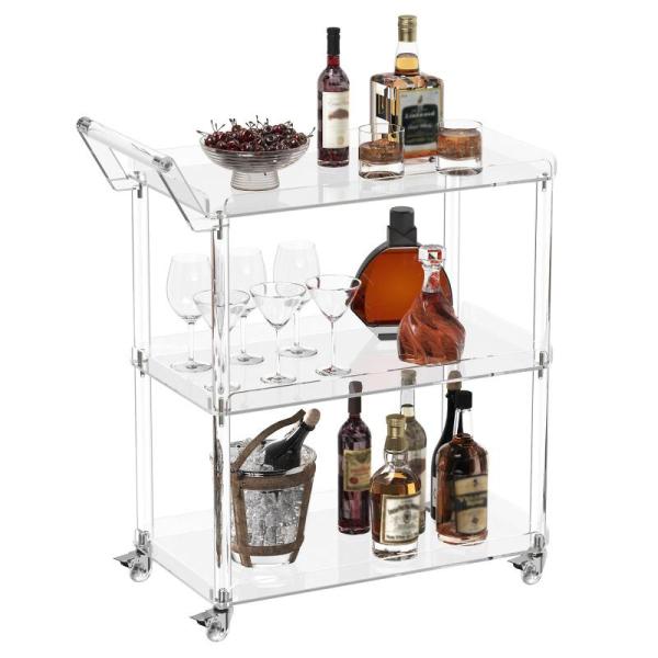 Furniture - Acrylic Bar Cart, Full Size Bed Frame, Rufokisa 40" W 3-Tier Garage Shelving, Low Beach Chair - MSRP $1,260