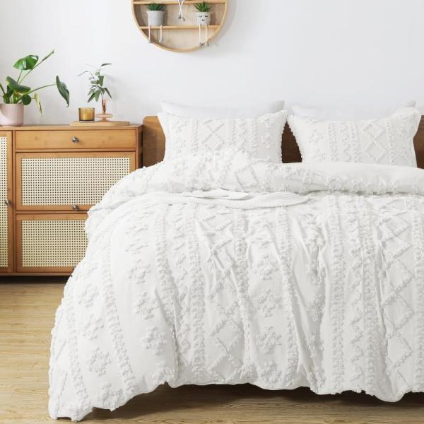Home - Boho Tufted Duvet Cover Set, Pinch Pleat Linen Curtains, Papasan Rocking Chair Cushion - MSRP $11,114