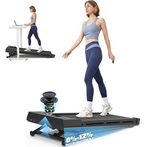 Walking Pad Treadmill with 12% 9-Level Auto Incline, 450 lbs Capacity, RGB LED Screen, Hiking Mode - MSRP $449
