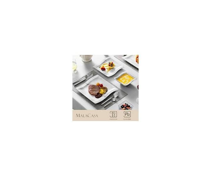 MALACASA Plates and Bowls Sets Square Dinnerware Sets - MSRP $95