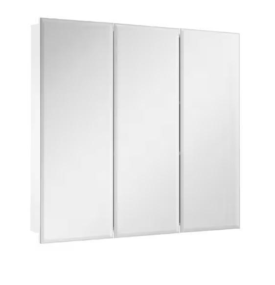 Plumbing - Glacier Bay 30.4inWx30.2inH Rectangular Mirrored Medicine Cabinet, HDC, Master Flow - Est Retail $1,146