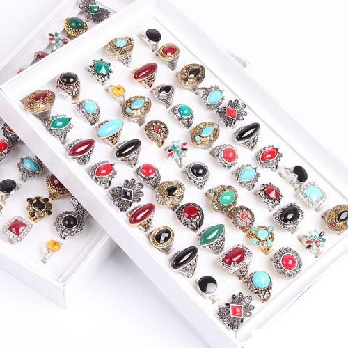 New (650pc) Trendy Fashion Beautiful Vintage Silver Bohemian Rings for