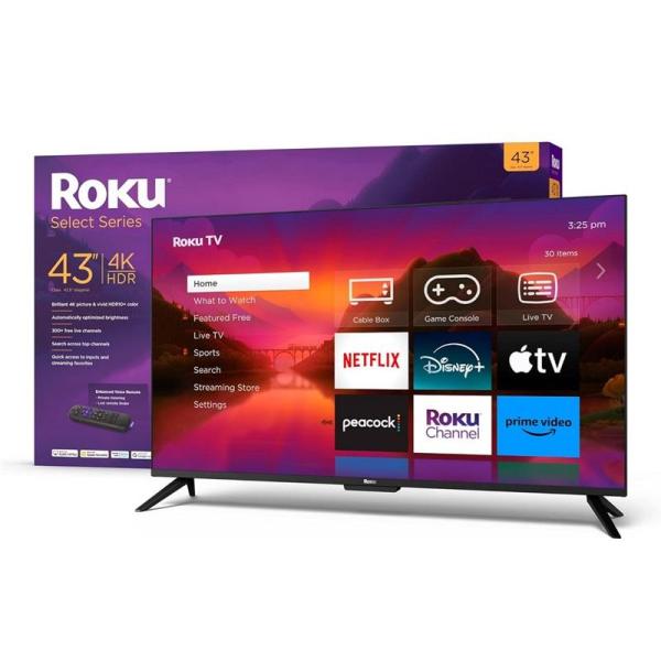 NEW - Roku Smart TV 43-Inch Select Series 4K HDR RokuTV with Roku Enhanced Voice Remote - MSRP $219