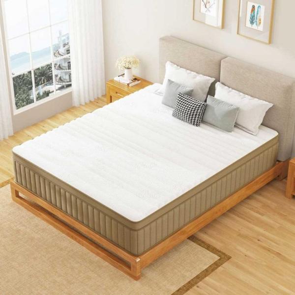 NEW - Earth Tone Khaki Natural Hybrid Mattress - MSRP $409