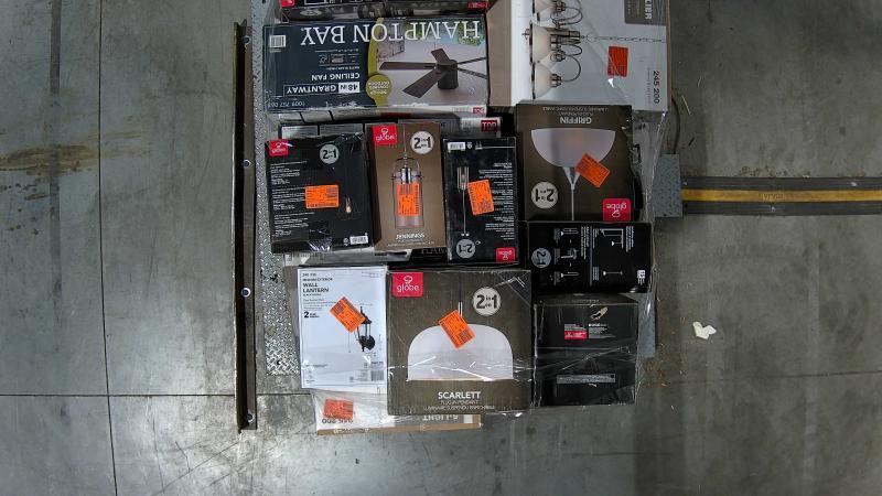 Lighting & Electric - HDC Makenna 60in Matte Black Ceiling Fan, Hampton Bay, Globe Electric - Est Retail $3,059