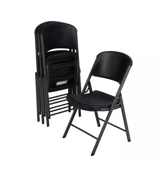 Lifetime Black Plastic Seat Outdoor Safe Folding Chairs - Est Retail $1,266