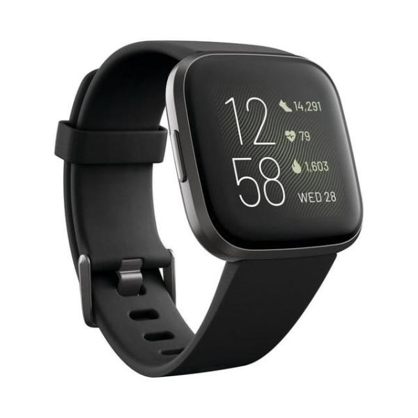Sports - Fitbit Versa 2 Carbon Aluminum with Black Band Smartwatch - Est Retail $149