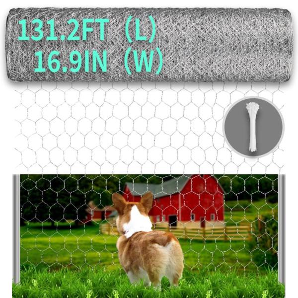 Lawn & Garden - Sumloty 16.9" x 131.2ft Chicken Wire, Landical 86pc Automatic Chicken Waterer Cups Sets - MSRP $7,983