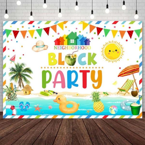Camera - AIBIIN 7ft x 5ft Block Party Backdrop Banner, MEHOFOND 7ft x 5ft Floral Happy Birthday Backdrop - MSRP $3,994