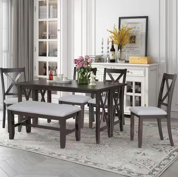 Home Decor - Harper & Bright Designs 6pc Wood Top Espresso Foldable, FUFU&GAGA, LCG SALES INC - Est Retail $2,391