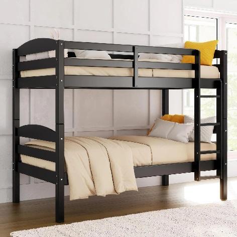  Furniture - BH&G Kids Wood Twin-Over-Twin Bunk Bed, MS Small Space Twin over Twin Junior Bunk Bed - MSRP $1,566