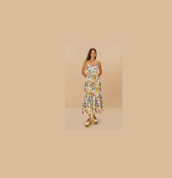 Apparel - Farm Rio Off-White Greek Garden LENZING ECOVERO Euroflax Maxi Dress, Vuori, Stance - Original MSRP $2,171