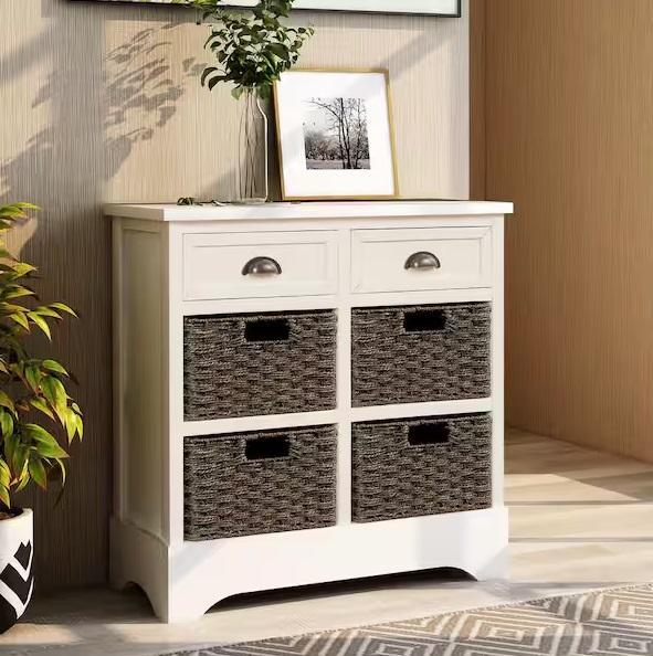Home Decor - Harper & Bright Designs White Rustic Storage Cabinet, StyleWell, Carnegy Avenue - Est Retail $885- 2plts