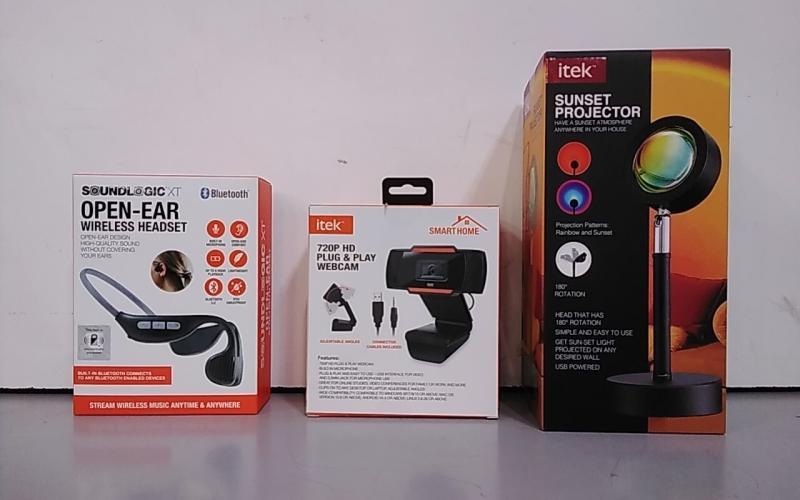 Electronics - Sound Logic Headset, Itek HD Webcam, Itek Sunset, L'eggs Sheer Hose, GE LED Light Blub - MSRP $4,798