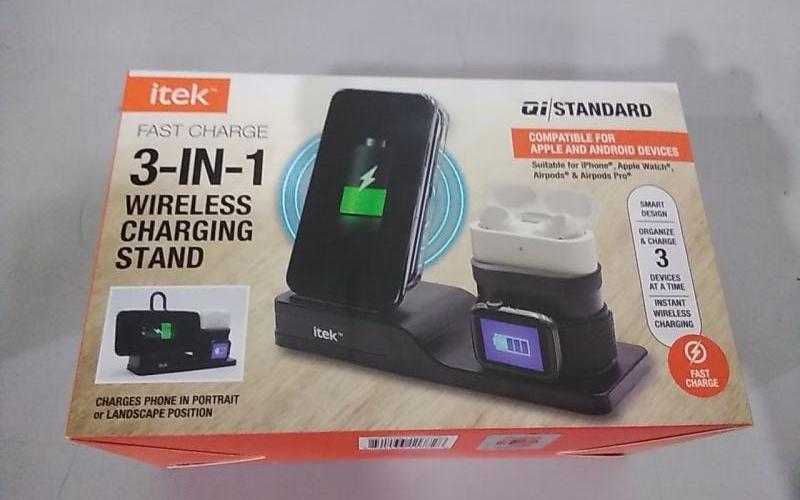 Electronics -3-in-1 Qi Wireless Charging Stand, USB-C Cable, Black - MSRP $8,637