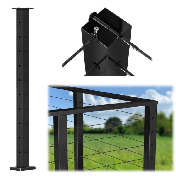Home Improvement - Muzata 36" x 2"x 2" Corner Cable Railing Post Kit, NestChic 304 Woven Wire Mesh Roll - MSRP $2,162