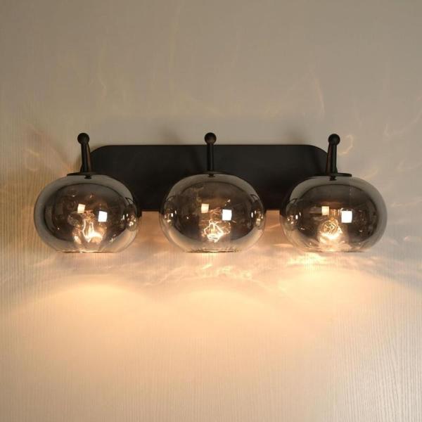 Wrlmfy 23" Matte Black Vanity Light Smoked Hammered Glass - MSRP $96