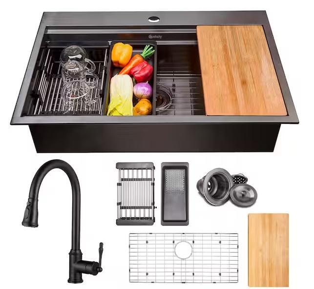 Plumbing - AKDY 33inx22in Single Kitchen Sink, Glacier Bay, Swiss Madison, RiverRidge Home, BRAMEC - Est Retail $1,643