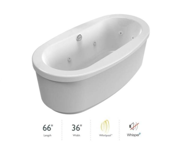 Jacuzzi Inizio Acrylic Oval Freestanding Whirlpool Tub - MSRP $4,686